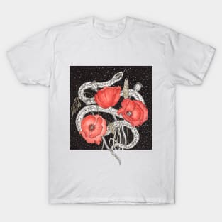 Demeter Symbols. Snake, Red Poppies and Cereals T-Shirt